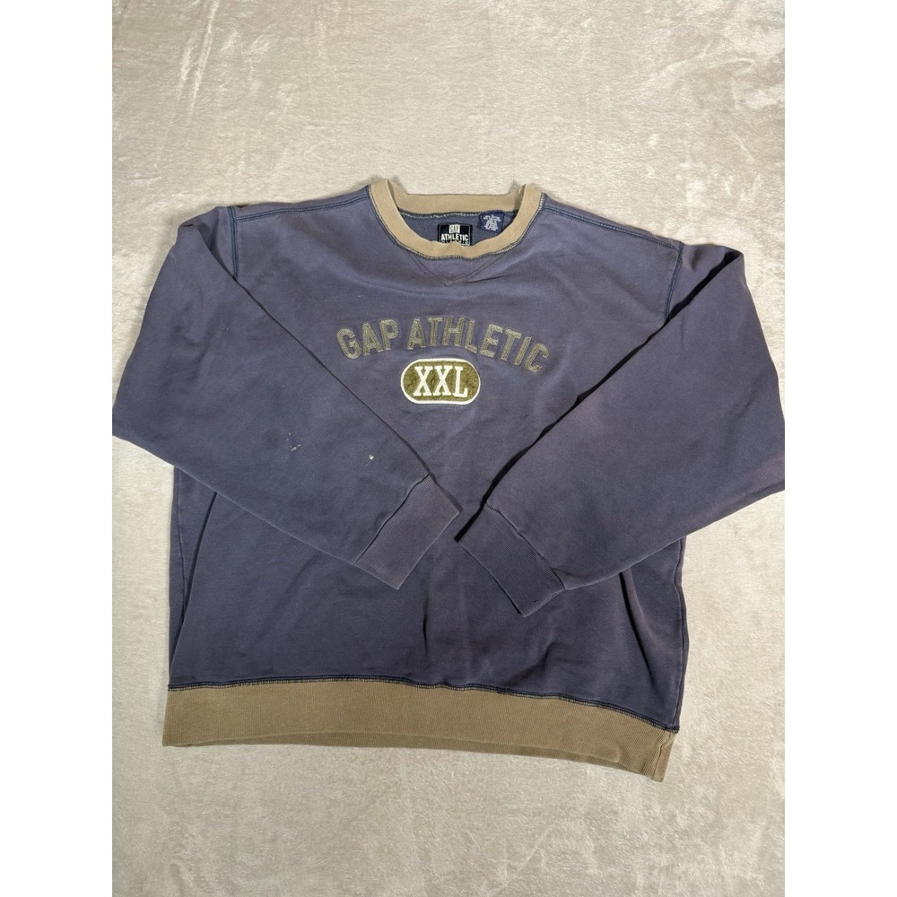 GAP Athletic Men's L Blue Cotton Poly Fleece Crewneck Pullover Sweatshirt Logo